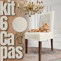 Kit 6 Capas de Cadeira Linha Gold Anti Gato Indiana - Creme