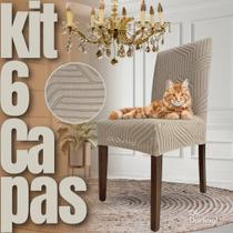 Kit 6 Capas de Cadeira Linha Gold Anti Gato Italiana - Greige