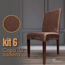Kit 6 Capas de Cadeira Linha Premium Suede - Marrom Kit 6 Capas de Cadeira Linha Premium Suede - Marrom