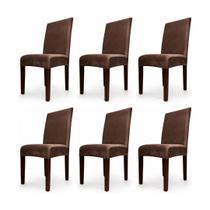 Kit 6 Capas de Cadeira Linha Premium Suede - Marrom Kit 6 Capas de Cadeira Linha Premium Suede - Marrom