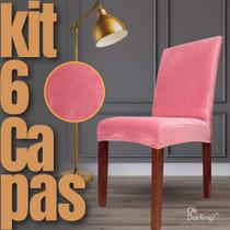 Kit 6 Capas de Cadeira Linha Premium Suede - Rosa Chá