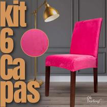 Kit 6 Capas de Cadeira Linha Premium Suede - Rosa Pink