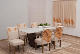 Kit 6 Capas de Cadeira Malha com Cortina 2 Metros Combinando