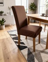 Kit 6 Capas De Cadeira Para Sala De Jantar Marrom Veneza Com Elástico Luxo