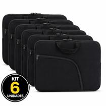 Kit 6 Capas Luvas Notebook Leptop15,6 Com Zíper Reforçado E Bolso Compativel com Dell Asus Acer Lenovo Posito Multilaser entre Outros