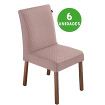 kit 6 Capas Matelada para Cadeira em Veludo Luxo Cor:Castor