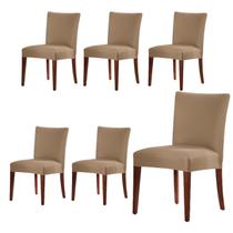 KIT - 6 Capas para Cadeira de Malha Lisa Bege KIT - 6 Capas para Cadeira de Malha Lisa Bege