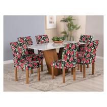 Kit 6 Capas Para Cadeira Jantar Malha Com Elástico Estampa Floral Vermelha Kit 6 Capas Para Cadeira Jantar Malha Com Elástico Estampa Floral Vermelha