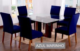 Kit 6 Capas para cadeira mesa de jantar Azul Marinho Lisa