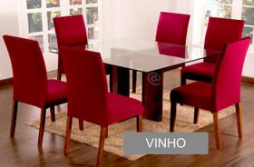 Kit 6 Capas para cadeira mesa de jantar Vinho malha Lisa