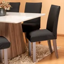 Kit 6 Capas Protetoras de Cadeiras Acolchoadas Matelada Deluxe Ajustável com Elástico - Malha Gel Decoração Cozinha