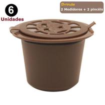 Kit 6 Cápsulas Nespresso Reutilizável Recarregável Marrom + acessórios