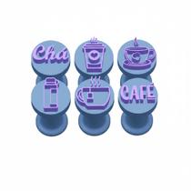 Kit 6 Carimbos Cantinho do Café - Carimbos para Doces/Brigadeiros Kit 6 Carimbos Cantinho do Café - Carimbos para Doces/Brigadeiros