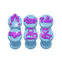 Kit 6 Carimbos Marcador Brigadeiro/Doces Tema Namorados Modelo 2 Kit 6 Carimbos Marcador Brigadeiro/Doces Tema Namorados Modelo 2