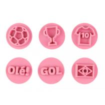 Kit 6 Carimbos para Doces Futebol 2cm Rosa Bb Bluestar