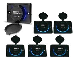 Kit 6 Carregador de Celular Automotivo 1 USB + 1 USB Power C/ Moldura - RS-1113U BR