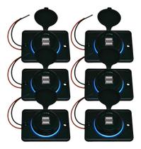 Kit 6 Carregador de Celular Automotivo 2 USB C/ Moldura Removível - RS-1123U BR