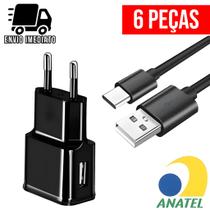 Kit 6 Carregador Rapido Celular Tipo C USB Cabo Super Rapido 2.4A