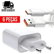 Kit 6 Carregador Turbo Tipo C USB Cabo Super Rapido 5.0A