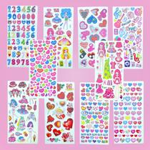 Kit 6 Cartela de Adesivos 3D Relevo Infantil Diversos Temas Decorado Personagem - MAKE+