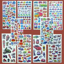 Kit 6 Cartela de Adesivos 3D Relevo Infantil Diversos Temas Decorado Personagem - MAKE+