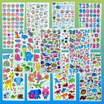 Kit 6 Cartela de Adesivos 3D Relevo Infantil Diversos Temas Decorado Personagem - MAKE+