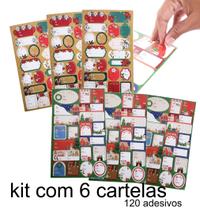 Kit 6 Cartelas Adesivos de Natal para Presentes Natalinos