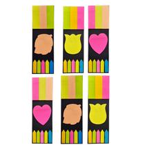 Kit 6 Cartelas de 9 Peças Coloridas Blocos de Notas Autocolantes para Escola e Trabalho