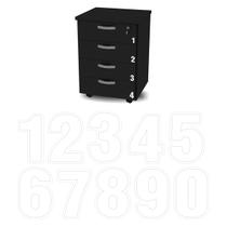 Kit 6 Cartelas Números Adesivo Branco Armário Gaveta Máquina