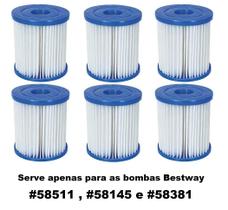 Kit 6 Cartuchos para Bomba Filtrante Bestway 1249 LH Modelo I 58093 Serve para Bomba Filtro Bestway 1249 LH 58511 58145 58381