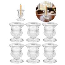 Kit 6 Castiçais Vidro Porta Vela Cônico Transparente