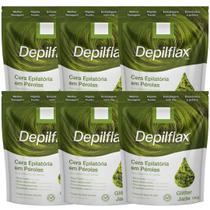 Kit 6 Cera Quente Depilatória Profissional Glitter Jade Depilflax Em Perolas 1Kg Grande Kit 6 Cera Quente Depilatória Profissional Glitter Jade Depilflax Em Perolas 1Kg Grande