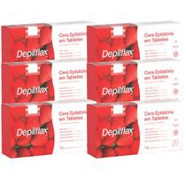 Kit 6 Cera Quente Depilatória Profissional Morango Depilflax Barra 1Kg Grande