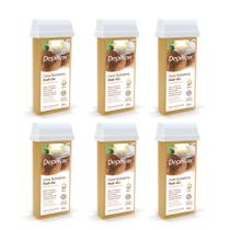 Kit 6 Cera Refil Depilação Roll On Quente Depilflax Coco 100g