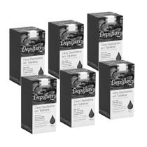 Kit 6 Ceras Negra para Depilação em Tablete Quente Depilatória Depilflax 250g