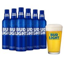 Kit 6 Cerveja Bud Light Garrafa Alumínio 473mL + 1 Copo 300ml