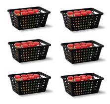 Kit 6 Cesta Organizadora Media Preta N356 Niquelart