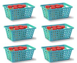 Kit 6 Cesta Organizadora Media Turquesa N356 Niquelart