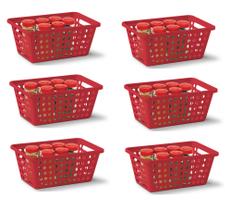 Kit 6 Cesta Organizadora Media Vermelha N356 Niquelart