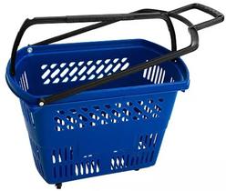 KIT 6 Cestas Cestinhas Carrinho Compras Com Rodas Rodinhas 30Lts