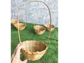 Kit 6 Cestas De Bambu Violeta Arranjo Lembrancinha