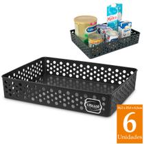 Kit 6 cestas organizadoras grande para armário cozinha escritório gaveta cestinho multiuso organizer