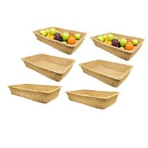 Kit 6 Cestas Retangulares em Fribra Poli Sintético 35x25x7cm