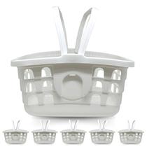 Kit 6 Cestinhas de Compras Branca com Alça Cesta Mercado