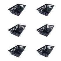 Kit 6 Cestinhos Organizador Multiuso Pequeno Vazado Com Alças Preto 29x19x8CM 3UD