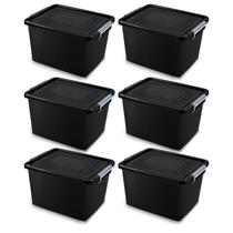 Kit 6 Cesto Caixa Organizadora Container Tampa E Trava 30l