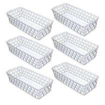Kit 6 Cesto Caixa Organizadora Sem Tampa Gaveta Geladeira Extra Comprido 37x16,5 Várias Cores