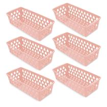 Kit 6 Cesto Caixa Organizadora Sem Tampa Gaveta Geladeira Extra Comprido 37x16,5 Várias Cores