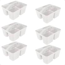 Kit 6 Cesto Cestinha Organizadora Multiuso Com Alça Branco