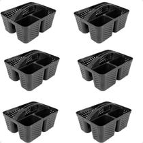 Kit 6 Cesto Cestinha Organizadora Multiuso Com Alça Preto